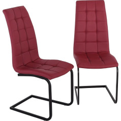 Raburg Leonardo Dining Room Chairs in Rose Red, Frame in Silk/Black – Padded, Quilted Cantilever Set Made of Soft Faux Leather, Light Flex, Italian & Elegant Design, up to 120 kg Set of 2