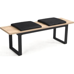 ‎B&D Home B&D home ILVY 11301-120-EISA Dining Room Bench 120 cm with Seat Cushions Padded Wooden Bench for Dining Room, Hallway, Wardrobe with Metal Frame Industrial Modern Design Sand Oak Look