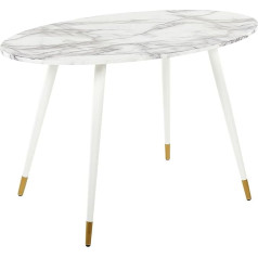 Beliani Dining Table Glamorous MDF Marble / White 120 x 70 cm Oval Metal Legs Guttiere
