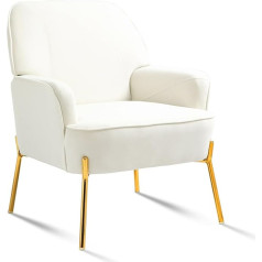 Sepnine Modern Living Room Armchair Velvet Lounge Chair for Living Room and Bedroom Sofa Chair up to 135 kg White