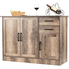 Costway Wooden Sideboard, Kitchen Cabinet with 2 Drawers, 3 Doors & 1 Adjustable Shelf, Multifunctional Buffet Cabinet Industrial for Kitchen, Living Room, Bedroom, 110 x 40 x 78 cm