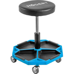 Högert Technik - Adjustable Workshop Stool | Telescopic Workshop Seat | Height Adjustment | Robust Construction | Maximum Load 140 kg | Roller Stool for Workshop