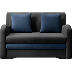 Mb-Moebel AMIRO Sofa Chair with Sleep Function and Bed Box Couch for Living Room Sofa Bed Sofa Set Upholstered Sofa 130 x 85 x 103 cm (Dark Grey + Dark Blue - Nube 06 + 40)