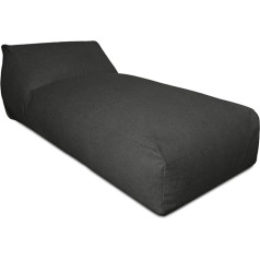 Deshome - Garden Bean Bag, Chaise Longue Removable for Outdoor Use, 180 x 90 cm, Bean Bag Chair, Outdoor Bean Bag with Padding, Pouf Puff Design, Graphite Black