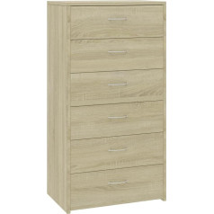 Vidaxl Sideboard with 6 Drawers Sonoma Oak 50 x 34 x 96 cm Chipboard