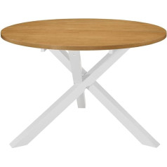 Vidaxl Rubber Wood Solid Wood Dining Room Table Kitchen Table Dining Table Wooden Table Dining Room Kitchen White Brown 120 x 75 cm MDF Round