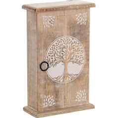Rocking Gifts Key Cabinet Tree of Life for Wall or Table Top, Wood, Brown and White, for Entrance, Hallway, Elegant Decoration, 28 cm