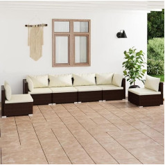 Guyana 6-TLG. Garten-Lounge-Set mit Kissen Poly Rattan Braun TerassenmöBel AußEn Garten Lounge