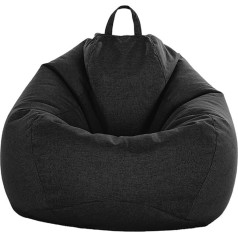 Jhld Bean Bag Chair Cover (Without Filling) Soft Extra Large Bean Bag Cover Cotton Linen Sofa Cover Black 90 x 110 cm