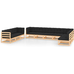 Homgoday 10-TLG. Gartenlounge Set Gartensofa Gartenmöbel Set Sitzgruppe mit Kissen Gartengarnitur Loungemöbel Balkonmöbel Gartenlounge Sitzgarnitur Kiefer Massivholz#1