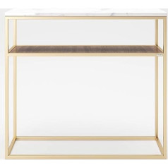 Playboy Sideboard with Shelf, Sideboard/Console Table with Metal Frame in Gold, Walnut Decor and Marble Look, Retro Design, Entrance Area, Living Room, Lounge, Bedroom, Dining Room