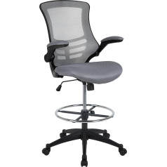 Flash Furniture High-Back Office Chair, Ergonomic Swivel Chair with Folding Armrests and Adjustable Headrest