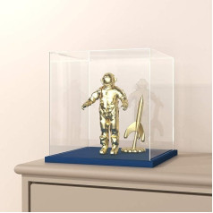 CRMPro Acrylic Display Case with Navy Blue Velvet Base 6x7 Inch Easy DIY Clear Acrylic Box with Lid Collectibles Home (6x6x8in)
