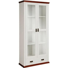 Clever-Moebel White Cherry Painted Pine Glass Cabinet Living Room Cabinet
