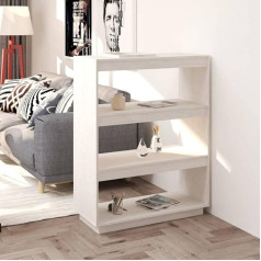 Wifese Bookcase, 80 x 35 x 103 cm, 3 Compartments, Room Divider, Wooden Shelf, Small Shelf for Living Room, Study, Office, Cube Shelf, White Standing Shelf, Bookshelf, Storage Shelf, Filing Shelf,