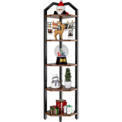 Ymyny Corner Shelf, Standing Bookcase with 5 Shelves, Wire Mesh, 28 x 28 x 176 cm, Ladder Shelf, Plant Shelf for Living Room, Bedroom, Kitchen, Balcony, Industrial Design, Vintage HBR006H