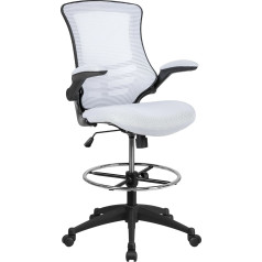 Flash Furniture High-Back Office Chair, Ergonomic Swivel Chair with Folding Armrests and Adjustable Headrest