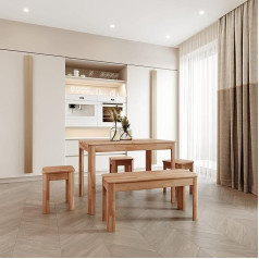 Krok Wood Berlin Dining Table Solid Wood in Beech (110 x 75 x 75 cm)