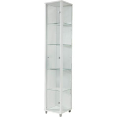 Br-Wohndesign Glass Display Case 172 x 32 x 33 cm in White with 4 Glass Shelves Perfect for Collectors