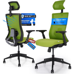 Qu-Nher SK9 Office Chair Ergonomic Green [Long-Term Comfort] 150 kg Load Capacity Office Chair Computer Chair Executive Chair Swivel Chair Office Home Office Hobby - Take Chance Now