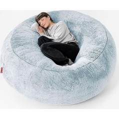 Lounge Pug - 'Mega-Mammoth' Sofa Bean Bag XXL - Sofa Bed - Rabbit Faux Fur Pastel Blue