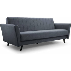 Mb-Moebel Angelli Sofa with Sleep Function and Bed Box, Tilting Sofa, Folding Sofa, Sofa Bed, Clic-Clack Couch for Living Room, Spring Core Sofa Set, Upholstered Sofa, 231 x 90 x 93 cm (Grey - Paros