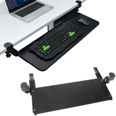 GDWD Extendable Keyboard Tray, Keyboard Drawer, Keyboard Drawer, Punchless Slide Rails, Ergonomics Desk Extender Tray, Under-Desk Mounting, No Drilling, Keyboard Shelf Holder
