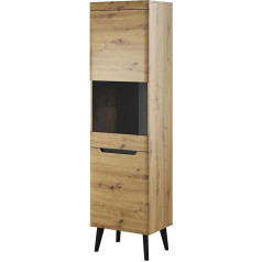 Moeblo Egon EWT53 Artisan Oak Display Cabinet for Living Room with 2 Doors Glass Cabinet without LED 53 cm