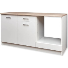 Stella Trading WOW Modern Kitchen Unit without Electrical Appliances in Sonoma Oak Look, White, Spacious Fitted Kitchen with Lots of Storage Space, 160 x 85 x 60 cm (W x H x D)