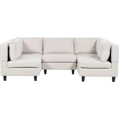Beliani 5-Sitzer Wohnlandschaft Stoffbezug beige U-förmig modular modern Unstad