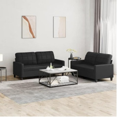 Camerina 2-Piece Sofa Set with Cushion Black Faux Leather Small Sofa for Teenager's Room Small Couch