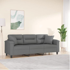 CIADAZ 3-Sitzer-Sofa mit Kissen Dunkelgrau 180 cm Mikrofasergewebe, Loungesofa, Sofas & Couches, Relaxsofa, Couch für Wohnzimmer, Couch Mit Schlaffunktion - 3200979