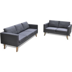 Homgoday Sofa Set 2-Seater and 3-Seater Fabric Dark Grey Sofa Couch Double Sofa Relax Sofa Upholstered Sofa Sofa Modern Lounge Sofa Living Room Sofa for Living Room Reception Office