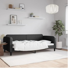 Rantry Tagesbett Couchbett Einzelbett Bettsofa Schlafsofa Loungesofa Sofa Couch Polstersofa Sitzersofa Gästebett für Wohnzimmer Gästezimmer Schwarz 90x200 cm Stoff