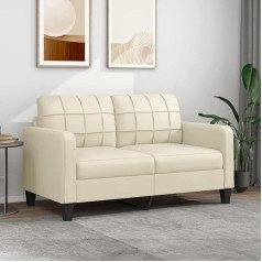 Ciadaz 2 Seater Sofa Cream 140 cm Faux Leather Sofa Living Room Youth Sofa Relax Sofa Sofas & Couches Sofa for Bedroom Youth Children's Room