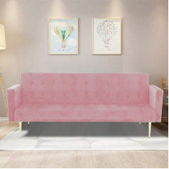 Sofa Bed 3 Seater Click Clack Sofa Bed Velvet Folding Sofas Couch Recliner Sofa for Living Room Guest Room Bedroom Classic Grey Pink