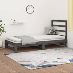 Ciadaz Extendable Day Bed, Sofa Bed, Couch with Sleep Function, Sofa Bed, Sofa Bed, Daybed, Sofa Bed, Teenager's Bed, Couch Bed, Grey, 2 x (90 x 190) cm, Solid Pine Wood