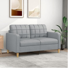 Junzai 2 Seater Sofa Light Grey 140 cm Fabric Sofa Living Room Youth Sofa Relax Sofa Sofas & Couches Sofa for Bedroom Youth Children's Room
