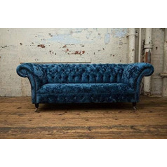 Jvmoebel Chesterfield Luxury Textile Sofa Upholstery 3 Seater Blue Design