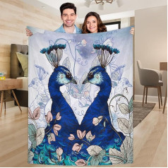 Ririx Überwurfdecke mit Pfauenmotiv, für Bett, Couch, Sofa, Stuhl, Camping und Reisen, leichte Decke, 203 x 152 cm, 2 Stück
