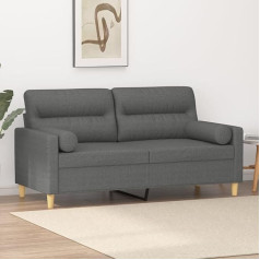 Secoli 2-Seater Sofa with Decorative Cushion Sofa 2-Seater Couch 2-Seater Couch Fabric Sofa 2-Seater Small for Living Room / Bedroom / Office / Apartment - Dark Grey - 2-Seater: 140 cm
