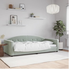 Rantry Day Bed Couch Bed Single Bed Sofa Bed Lounge Sofa Upholstered Sofa Couch Seat Sofa Guest Bed for Living Room Guest Room Light Grey 90 x 200 cm Velvet