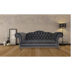Jvmoebel Chesterfield Sofa 3 Seater Upholstered Designer Couchen Sofa Set Grey Couch