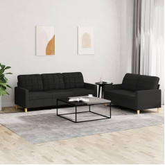 CIADAZ 2-TLG. Sofagarnitur mit Kissen Schwarz Stoff, Schlafsofa, Schlafcouch, Couch Mit Schlaffunktion, Sofa Bed, Relaxsofa, Sofas & Couches 3201310