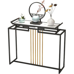 Leeberty Konsolentisch Leichter Sofatisch, extra Langer Konsolentisch, schmaler Eingangstisch, Marmor-Beistelltisch mit Metallsockel für Wohnzimmer