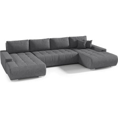 Generic FEDVE Corner Sofa with Sleep Function Anthracite - Dhaka - Practical Sofa Bed with Bed Box - Cosy Back Cushion Sofa with Bed Function - Sofa U Shape for Salon for Many Years