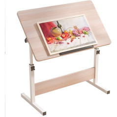 Oureco Folding Bedside Table, Mobile Lifting Table, Painting Table, Simple Computer Desk, Student Desk, Household Desk with Height and Tilt Angle Adjustment (Size: 60 x 40 cm)