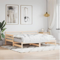 Homgoday Day Bed Extendable Sofa Bed Extendable Sofa Bed Sofa Bed Sofa Couch Sofa Bed Guest Bed for Living Room Guest Room White 80 x 200 cm Solid Pine Wood