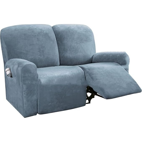 Gamukai GAMUKAI Stretch Velvet 2 Seater Sofa Slipcover 6 Pieces (Dusty Blue, Love Seat)