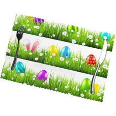 Nezih Colourful Easter Eggs Print Placemats Set of 6 Table Decoration Mat Place Mats Kitchen Heat Resistant Washable